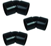 Solvent Weld Waste Pipe Fitting, 32mm, 135 Degree Obtuse Bend, Black, Pack of 3