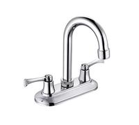 Solvex Two Handle Centerset Bathroom Faucet, 4 Inch Chrome, Brass, 3 Hole, Deck Mount, Lever Handle, SP-40008