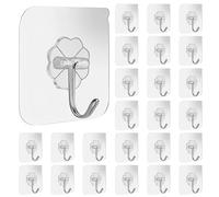 Solvica 25 Pcs Plastic Stick on Hooks Heavy Duty Adhesive Hooks,Extra Strong Wall Bathroom Kitchen Door Wall Key Tea Towel Comman Hook Without Nails for Hanging 22lb(Max)