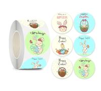 Solvica 500 PCS Multicolor Whimsical Easter Bunny Egg Chick Stickers on a Roll, Decorative Seal Stickers for Easter Crafts, Arts & DIY Cards