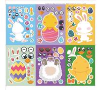 Solvica Easter Stickers for Kids, 12 Sheets, Easter Egg Bunny Chicks, Paper, Plastic Material, Cartoon Style, Multicolor, Sticker Sheet