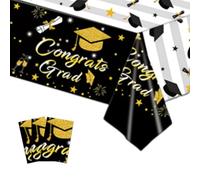 Solvica Graduation Table Cloth,Graduation Decorations,Wipe Clean Tablecloth for 2025 Congrats Grad Tablecloths Party Supplies,PVC Plastic Graduation Table Cover for College Kindergarten Elementary