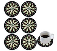 Solvind 6 Pack Dartboard Coasters, Wooden Drink Coasters with Non-Slip Cork Base, Heat Resistant Non-Scratch Beer Mats for Coffee Mug Wine Glass, Home Bar Pub Game Room Decor