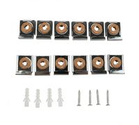 Solvio 12Pcs Frameless Mirror Fixings, Stainless Steel Mirror Brackets with Spring Loaded Clips, Heavy Duty Mirror Wall Fixings for Bathroom, Toilet and Home Decoration (Silver)