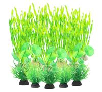 Solvio 15pcs Artificial Fish Tank Plants Decorations - Plastic Aquarium Plants with Ceramic Base, Colorful Seaweed Water Grass Ornaments for Tropical Goldfish Tank Accessories, 6 to 12 Inch Tall