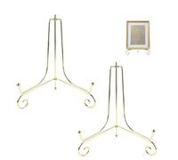 Solvio 2PCS Plate Stand for Display, 8 Inch golden Iron Easel Display Stand, Metal Picture Frame Holder for Decorative Plates, Photos, Artworks and Cookbooks, Adjustable Tabletop Stand for Home Decor