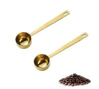 Solvio 2PCSPremium 5g Scoop for Powder & Coffee - Gold Stainless Steel Measuring Spoons, Long Handle Tablespoon Measure for Protein, Matcha, Collagen Supplements & Loose Tea
