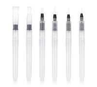 Solvio 6 Pcs Refillable Watercolour Brush Pens Set, Premium Water Brushes with Fine, Medium & Large Tips, Leak-Proof Water Paint Pen for Watercolour Painting, Sketching, Calligraphy & Travel