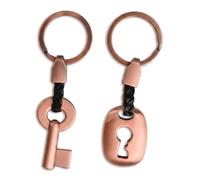 Solvio Bronze Wedding Gifts for Him and Her, 2Pcs Copper Couple Keyrings, Romantic 7th 8th 19th Year Anniversary Present, Creative Matching Keychains for Valentine's Day