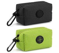 Solvio Dog Poop Bag Holder Dispenser for Lead, 2 Pcs Lightweight Poo Bag Holder with Carabiner Clip, Durable Dog Waste Carrier for Walking Running Traveling