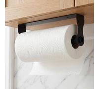 Solvio Kitchen Roll Holder Under Cabinet,Self Adhesive Paper Towel Holder Wall Mounted,Stainless Steel Kitchen Roll Holder Black,No Drill or Screws Installation,Space Saving for Kitchen, Pantry