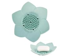 Solvio Lotus Flower Shower Steamers Holder, Green Silicone Soap Dish Tray for Bathroom Accessories, Non-Slip Water-Draining Shower Steamer Tray for Aromatherapy and Soap
