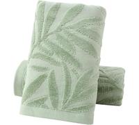 Solvio Premium 100% Cotton Towels Set - Sage Green Leaf Pattern Jacquard Towels - Super Soft and Highly Absorbent Bathroom Accessories for Home and Hotel