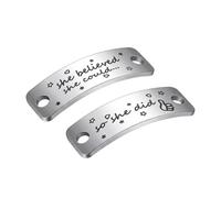 Solvio She Believed She Could So She Did Shoe Lace Charms Inspirational Runner Gifts for Women Girls Marathon Half Marathon Trainer Tags Stainless Steel Running Accessories 2 Pcs