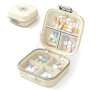 Solvio Travel Pill Organiser, Portable 7 Day Pill Box with Moistureproof Silicone Seal, BPA-Free Small Medicine Storage Case for Vitamins and Medication, Compact Tablet Holder for Work and Trips