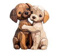 Solvio Wooden Dog Ornaments for Living Room Accessories, 2D Natural Wood Decorative Home Accessories, Whimsical Desktop Decor Figurines for Shelves, Personalised Dog Gifts for The Home