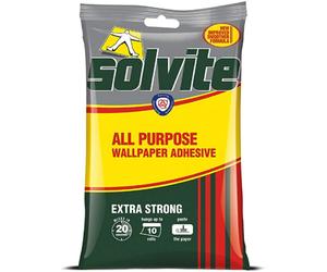 Solvite All Purpose Wallpaper Adhesive with Long-Lasting Results, Wallpaper Paste, Mixes in 20 Seconds, Hangs up to 10 Rolls, 1x185 g Sachet