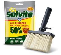 Solvite All Purpose Wallpaper Paste & Pasting Brush Bundle | Mixes in 20 Seconds | Covers up to 7.5 Rolls | Suitable for Vinyl, Lining, Embossed & Heavy Wallpapers | With Fungicide