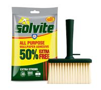 Solvite Extra Strong Wallpaper Paste Bundled With Paste Brush for Wallpapering | Ready to Use Adhesive Kit | Heavy Duty Wallpaper Glue & Pasting Brush for Repair and Decorating