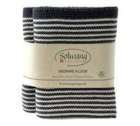 Solwang 2-Pack STRIPED 100% Certified Organic Cotton Danish Washcloths/Dishcloths in Garter Stitch - Made in India 10" Square (2-Pk Nature/Stormy Grey Organic)