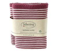 Solwang 2-Pack Striped 100% Certified Organic Cotton Danish Washcloths/Dishcloths in Garter Stitch - Made in India 10" Square (2-Pk Nature/Light Bordeaux Organic)