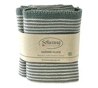 Solwang 2-Pack STRIPED 100% Certified Organic Cotton Danish Washcloths/Dishcloths in Garter Stitch - Made in India 10" Square (2-Pk Nature/Arctic Organic)