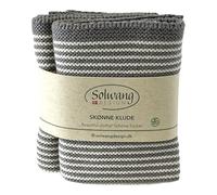 Solwang 2-Pack STRIPED 100% Certified Organic Cotton Danish Washcloths/Dishcloths in Garter Stitch - Made in India 10" Square (2-Pk Nature/Grey Organic)