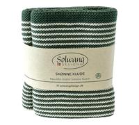 Solwang 2-Pack Striped 100% Certified Organic Cotton Danish Washcloths/Dishcloths in Garter Stitch - Made in India 10" Square (2-Pk Nature/Seagreen Organic)