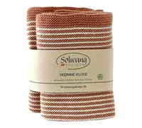 Solwang 2-Pack Striped 100% Certified Organic Cotton Danish Washcloths/Dishcloths in Garter Stitch - Made in India 10" Square (2-Pk Nature/Masala Organic)