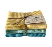 Solwang 3-Piece Danish Cotton Dishcloths in 100% Certified Organic Cotton Made in India (Beach Combi Organic)