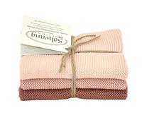 Solwang Cleaning Cloths Set of 3 Knitted Cotton Wipes (Peach Combination)