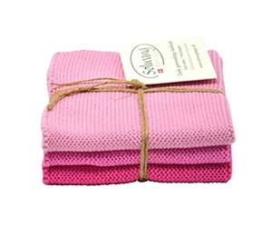 Solwang cleaning rags, light pink, combi knitted cleaning cloths, cotton wipes, stainless steel