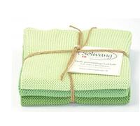 Solwang knitted cotton cleaning cloths, pastel green, set of 3