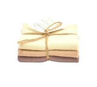 Solwang set of 3 knitted cleaning cloths, cotton, natural nougat colour