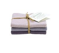 Solwang Set of Three Knitted Cotton Dish Cloths, Shades Of Dusty Purple