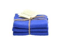 Solwang Wipes Set of 3 Blue Knitted, 100% Oeko-Tex Cotton, Approx. 25 x 25 cm, Cotton Cleaning Cloths Stainless Steel