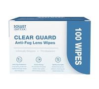 SOLWST Optix Clear Guard Anti Fog Lens Wipes - 100 Pre-Moistened, Individually Wrapped Wipes for Eyeglasses, Camera Lenses, Sunglasses, Face Shields, Visors, Goggles, and Other Surfaces