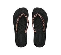 SOLY HUX Women's Leopard Print Thong Flat Sandals Open Toe Slip on Slides Beach Sandal Black 8
