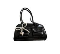 SOLY HUX Women's Y2k Bow Beaded Kawaii Shoulder Bags Coquette Japanese Aesthetic Bag Dating Shopping Handbags Black One Size