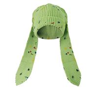Solyinne Knit Beanie Hats Cute Bunny Long Ears Funny Hat Fluffy Winter Cap Warm Knit Rabbit Crochet Skull Cap Outdoor Slouchy Hat, Doodle Green, One Size