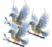Solymall Spirit Bluebird,Graddi/Olygee/Ribili Spirit Bluebird,Crystal Blue Bird Art Ornament,Birds Windows Hanging Ornament for Living Room, Patio, Outdoor Decor (3pcs)