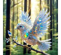 Solymall Spirit Bluebird,Graddi/Olygee/Ribili Spirit Bluebird,Crystal Blue Bird Art Ornament,Birds Windows Hanging Ornament for Living Room, Patio, Outdoor Decor (1pcs)