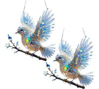Solymall Spirit Bluebird,Graddi/Olygee/Ribili Spirit Bluebird,Crystal Blue Bird Art Ornament,Birds Windows Hanging Ornament for Living Room, Patio, Outdoor Decor (2pcs)