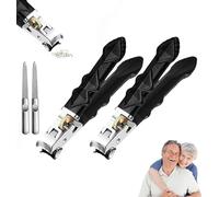 Solymody Slanted Nail Clippers for Thick Nails,Flat Opening/Slanted Toenail with Nail Files,Stainless Steel and Long Handle Toenail Clipper with Splash Proof Design,Easy Grip for Elderly Use (A-2PC)