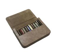 SOLYUJ 12Slots Leather Fountain Pen Case Collector Organizer - Handmade Pen Case Vintage Crazy Horse Print Leather Pen Protective Sleeve Cover Pen Storage Gift Box (Brown), LPUC-12-FC
