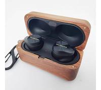 SOLYUJ Case Compatible with Panasonic Technics EAH-AZ80 Earbuds, Real Wood Style Case Designed for AZ80 Case Cover (2024), Protective Cover with Hanging Buckle for Women/Men- Walnut