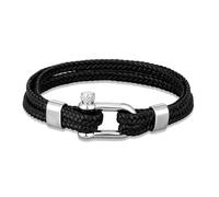 Solza Silver Hook Leather Bracelet - Premium 316 Stainless Steel & Genuine Cowhide, Durable Braided Design, Stylish Jewelry Accessory for Daily Wear, Adjustable Modern Fashion
