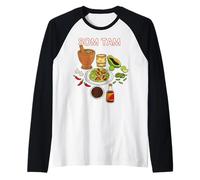 SOM TAM Thai Food Lover Spicy Salad Culinary Illustration Raglan Baseball Tee
