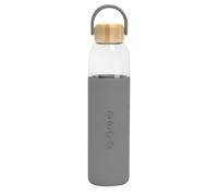 Soma Glass Water Bottle with Non-Slip Silicone Handle & Sleeve, Natural Bamboo Screw Cap, and Leak-Proof Design - Reusable, Refillable, BPA-Free, Eco-Friendly Alternative - Grey, 24oz/740ml