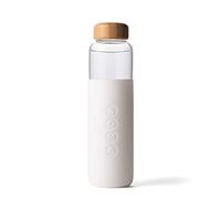 Soma Glass Water Bottle with Non-Slip Silicone Handle & Sleeve, Natural Bamboo Screw Cap, and Leak-Proof Design - Reusable, Refillable, BPA Free, Eco-Friendly Alternative - White, 480 ml